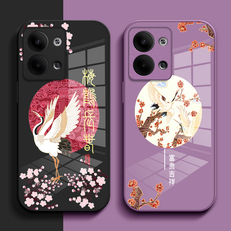 适用oppo Reno9手机壳PHM110钢化玻璃壳Rneo9硬壳Ren09奢华9保护套opop高级感rone9保护壳PHM1l0