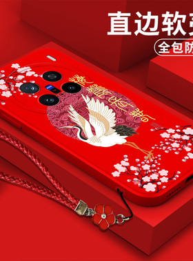 适用vivo X200pro手机壳V2405A软壳VovoX200pro保护套Viv0X20opro带手绳voviX200pr0中国风全包防摔梅鹤长春