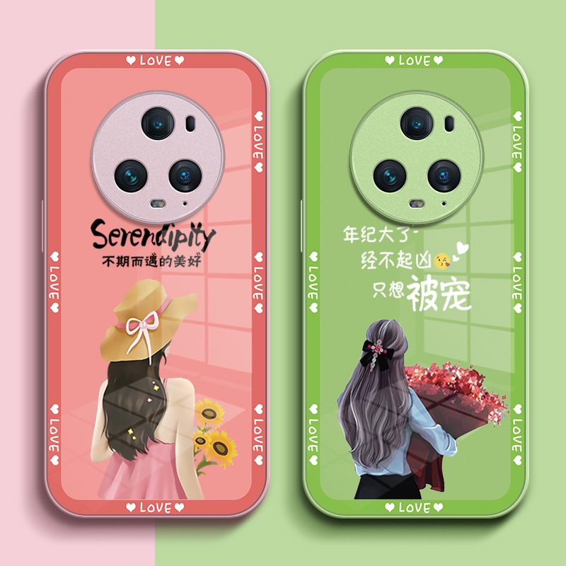 适用荣耀 Magic5手机壳PGT-AN00玻璃壳mag1c5硬壳PGT-AN0o女款h0norMagic5保护套HONORMαgic5全包奢华高级感