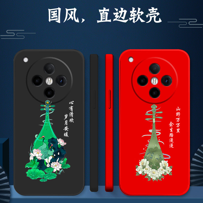 适用oppo Findx8手机壳PKB110软壳欧珀Findx8保护套oopoFlndx8全包0pp0find×8防摔PKB1l0创意荷花牡丹琵琶