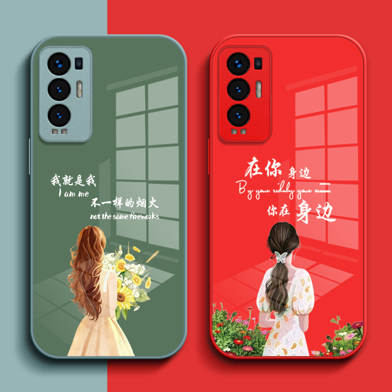 适用oppo Reno5pro+手机壳PDRMOO玻璃壳Oopo Rone5pr0+保护套0PP0Ren05pr0+奢华高级感花女款钢化玻璃层