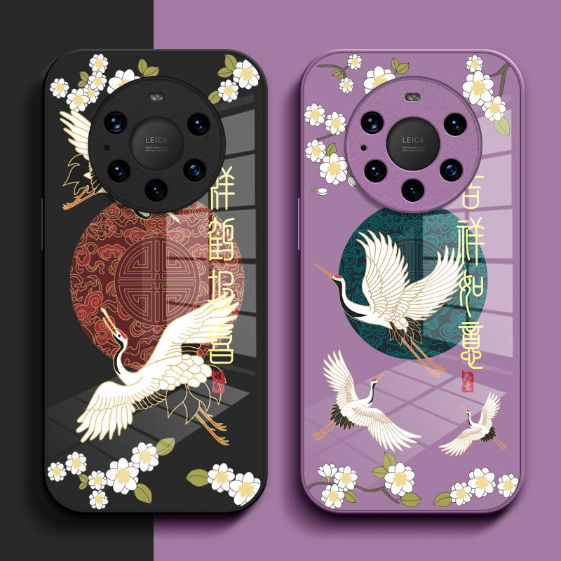 适用华为 Mate40pro+手机壳NOP-AN00钢化玻璃壳meat4opro+中国风mat4Opro+保护套mae小清新魅特40pro+玻璃套