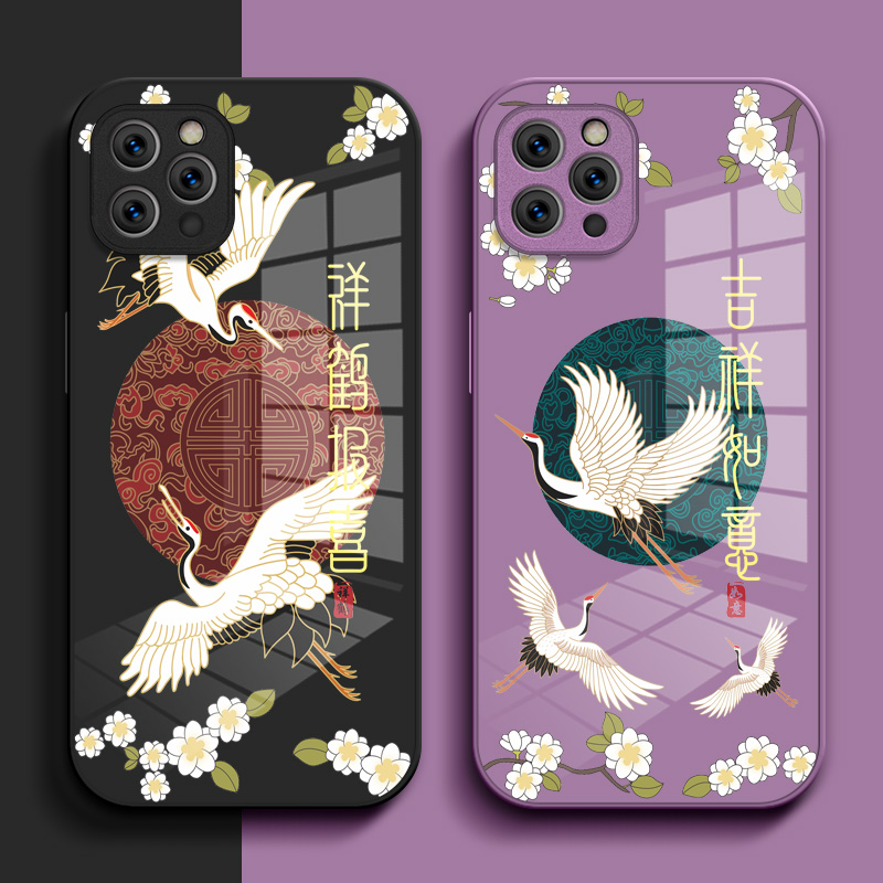 适用iphone 11pro手机壳A2217钢化玻璃壳pgL1pro。中国风A22l7保护套ihone11pro小清新ipone11pro玻璃套国潮