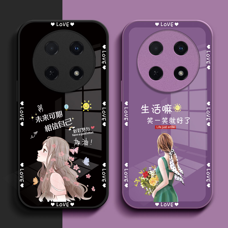 适用华为畅享70pro手机壳CTR-AL20玻璃壳hw 畅想7opro女款唱响70pr0硬壳保护套钢化玻璃壳奢华高级感