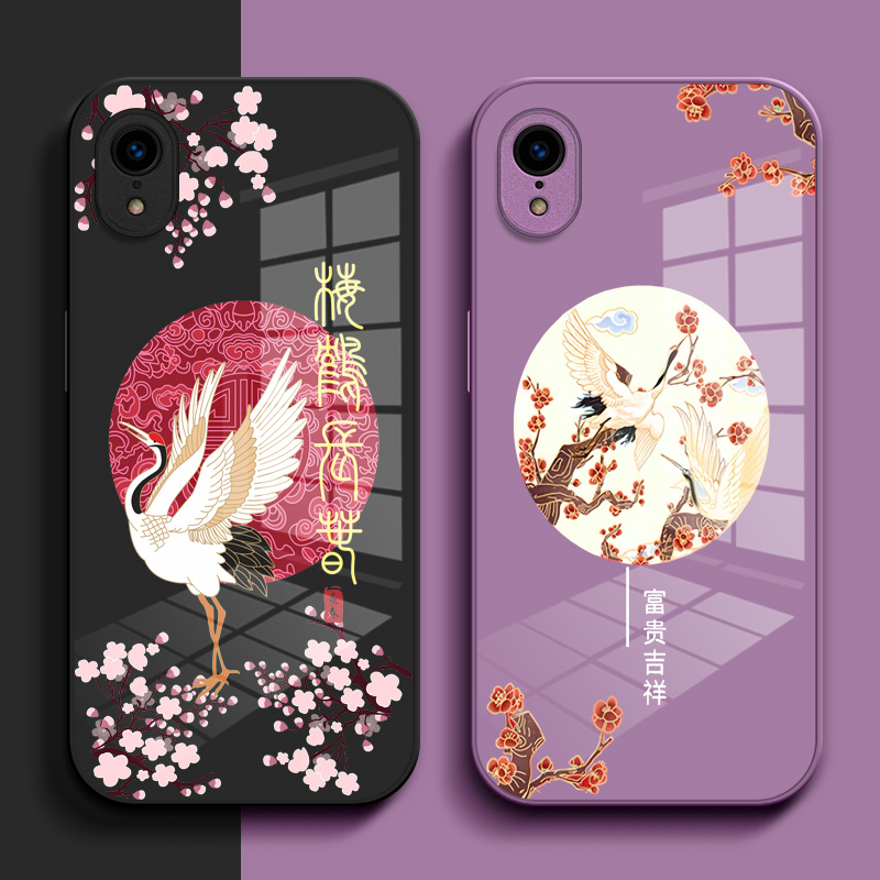 适用iphone Xr手机壳A2108钢化玻璃壳iXr硬壳pg叉R奢华ipxr保护套ihponeXr高级感品果xr保护壳苹果xr128g