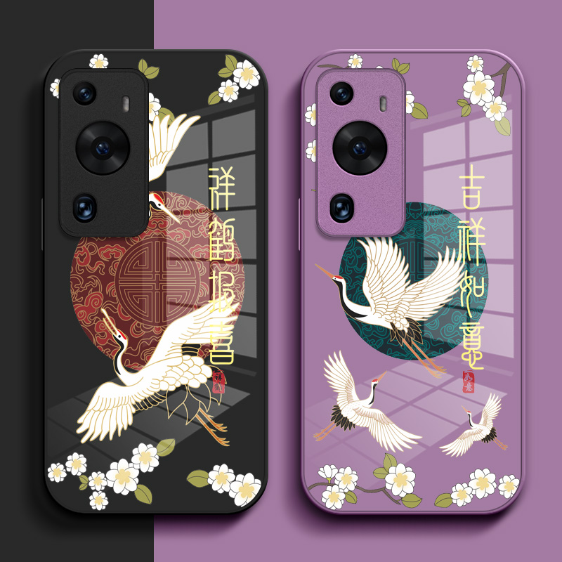 适用华为 P60art手机壳MNA-AL00钢化玻璃壳hwp6oart中国风化为P60αrt保护套小清新玻璃套国潮