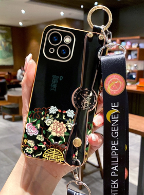 适用iphone 14手机壳A2884腕带ihone14可斜跨Pgl4保护套iphoen14全包爱疯14防摔i14斜挎iphoe14软壳ip14斜背