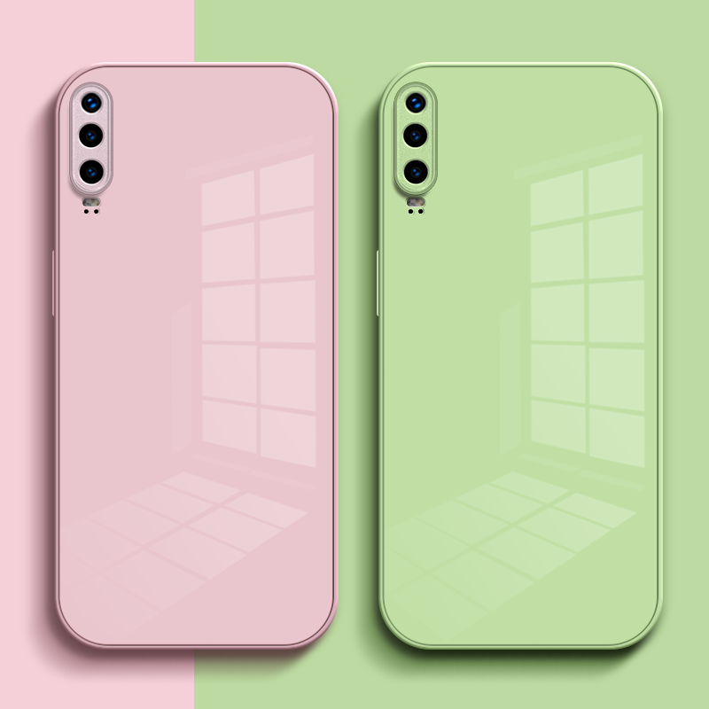适用华为P30手机壳ELE-AL00硬壳e1e纯色huaweip三0简约eleAL00保护套eie新款华伟p30玻璃套p三零全包玻璃壳