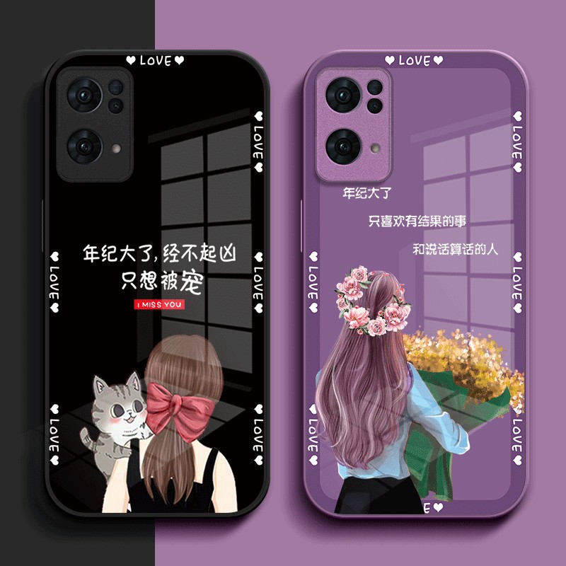 适用oppoReno7pro手机壳PFDM00女款reon 7pro玻璃壳Ren07pro高级reon7奢华Ren07保护套rone7pr0全包个性网红