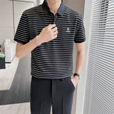 轻熟风夏季短袖条纹Polo衫时尚修身男士商务休闲T恤C203A-8806P58，男装T恤，电商C208A