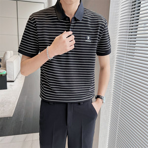 夏季男士商务休闲条纹Polo衫帅气百搭时尚短袖t恤C203A-8806-P58图片