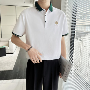 青年男生夏季短袖Polo衫轻熟风抖音直播高品质刺绣t恤C203A-8827