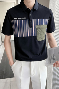 帅气百搭青年男生翻领休闲Polo衫夏季拼色潮流T恤男C203A-8814P58图片