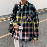 格子衬衫男长袖宽松港风2025春季新款衬衣韩版ins百搭上衣潮3014，男装衬衫，电商C208A
