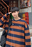 条纹卫衣男潮牌ins春秋圆领宽松上衣服青少年2025年新款外套3018，女装短外套，电商C208A