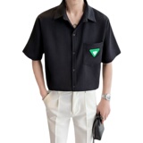 夏季青年男生纯色短袖衬衫轻熟风抖音直播高品质薄款休闲上衣8819，男装T恤，电商C208A