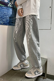 艺术感慵懒裤子高街ins潮灰色翅膀运动卫裤男boy长裤6648，男装休闲裤，电商C208A