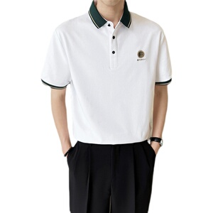 青年男生夏季短袖Polo衫轻熟风抖音直播高品质刺绣t恤C203A-8827图片