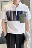 2025夏季男士新款短袖Polo衫轻熟风纯棉条纹翻领T恤C203A-8814P58，男装T恤，电商C208A