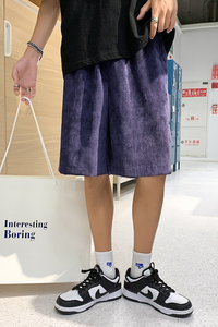 灯芯绒裤子男夏季5分短裤港风宽松运动裤潮牌潮流ins百搭6009图片