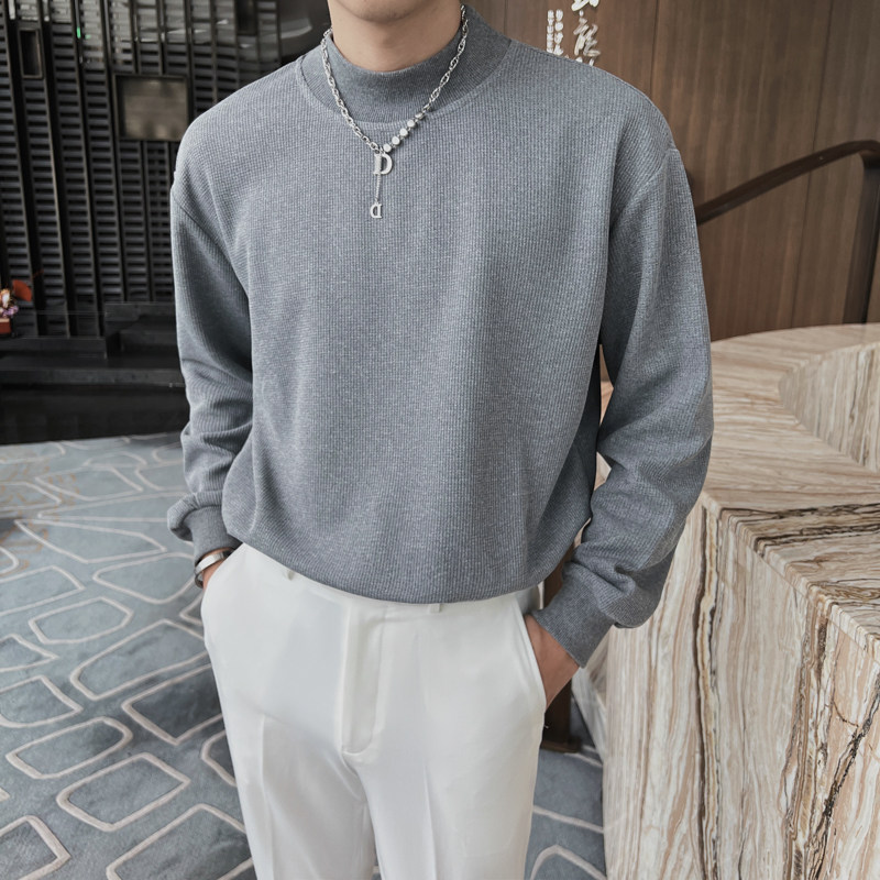 春秋季男生宽松圆领休闲卫衣轻熟风华夫格长袖外套C203A-8801-P58,女装短外套,电商C208A