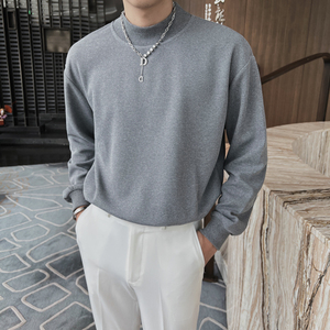 春秋季男生宽松圆领休闲卫衣轻熟风华夫格长袖外套C203A-8801-P58图片