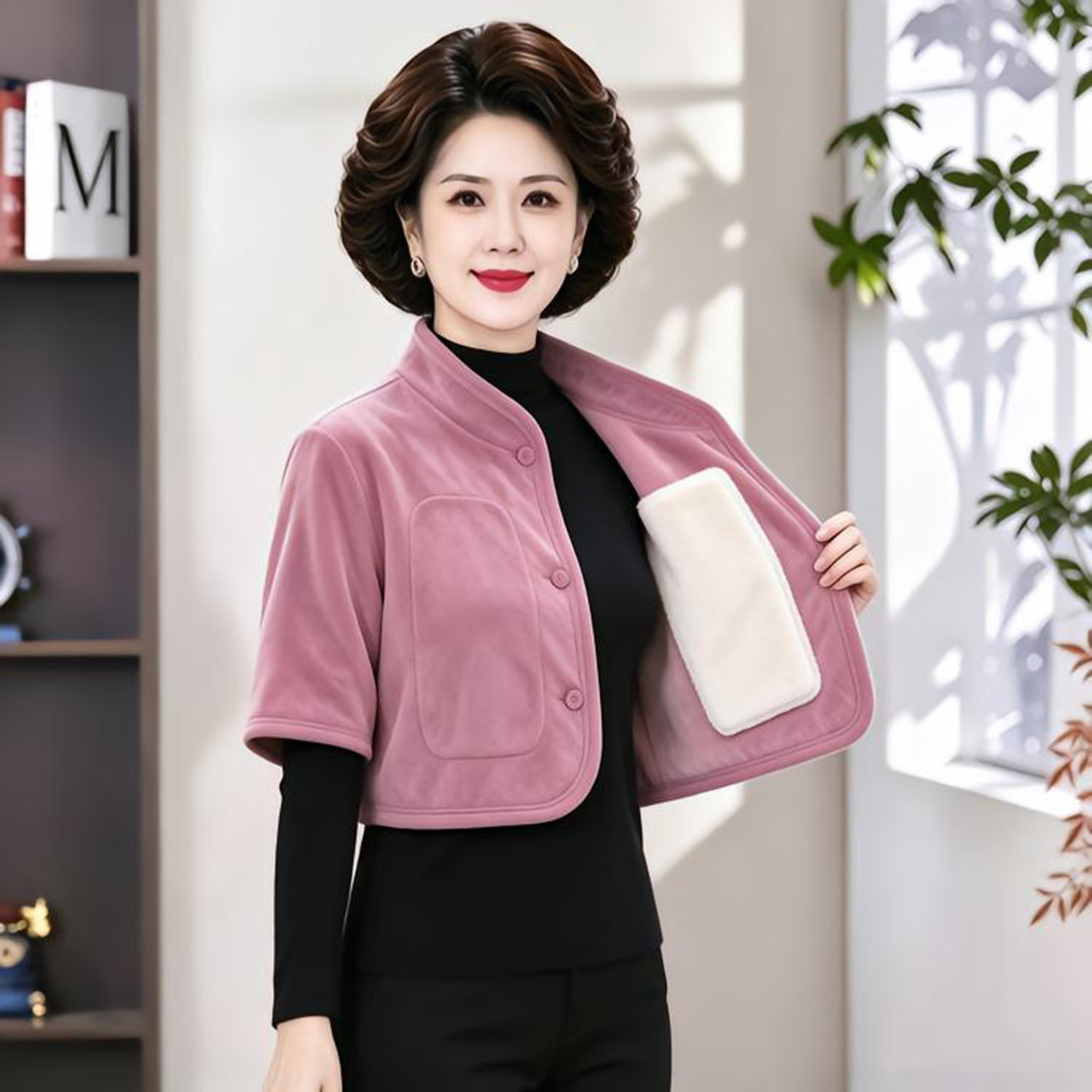芸菲汇加绒护肩女款坎肩柔软亲肤睡觉保暖女士秋冬防风防寒小马甲