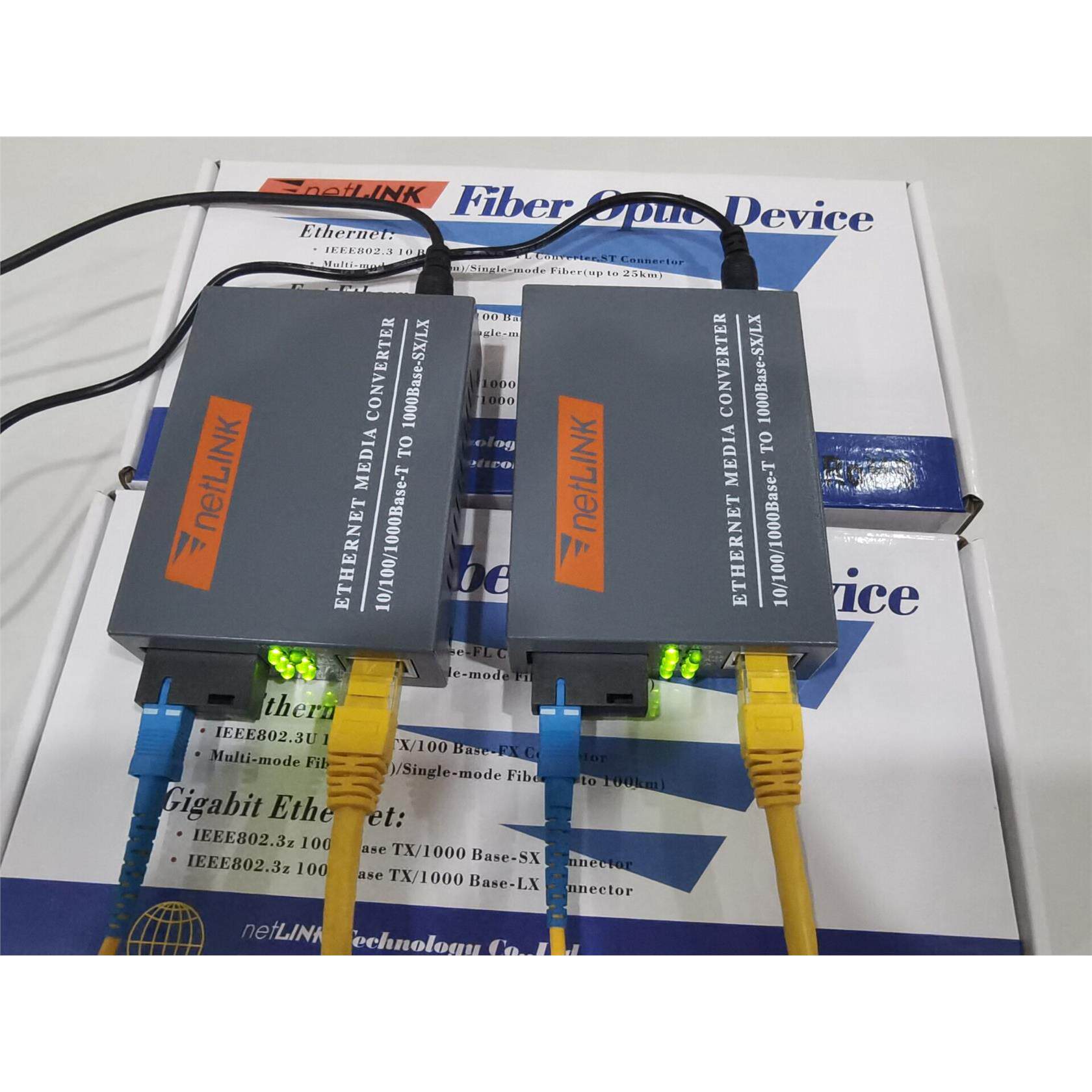 千兆光纤收发器一对价含电源，netlink原装全新，网络延长