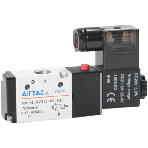 亚德客电磁阀两位三通电子气阀常闭3V110-06/3V210-08/3V310-10NC