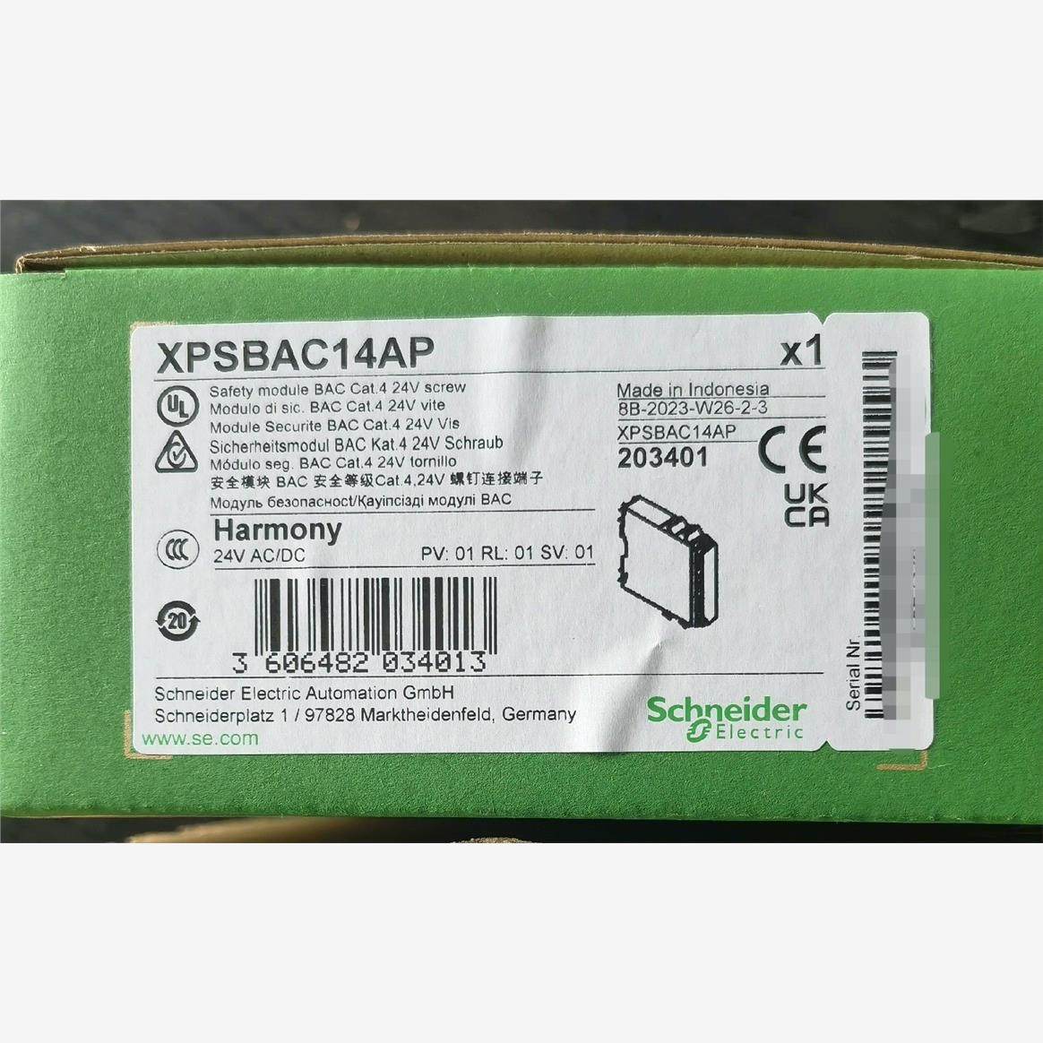 施耐德安全继电器XPSBAC14AP    全新库存现货正品，未议价
