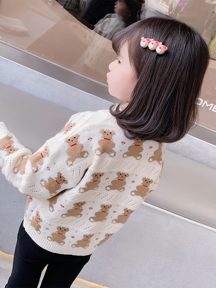 청년 및 중년 어린이 스웨터 재킷 봄 가을 2024 새로운 봄  소녀 유행 니트 가디건 봄 최고 유행