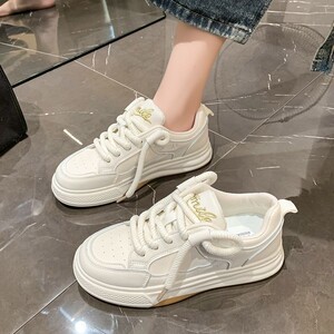 小白鞋女2023春秋季新款小众原创设计厚底面包鞋学生百搭休闲板鞋