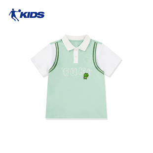 中国乔丹儿童童装小童短袖夏装2024夏季新款男童宽松T恤T8427108X