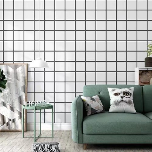 竹木纤维墙面仿瓷砖黑白格子板