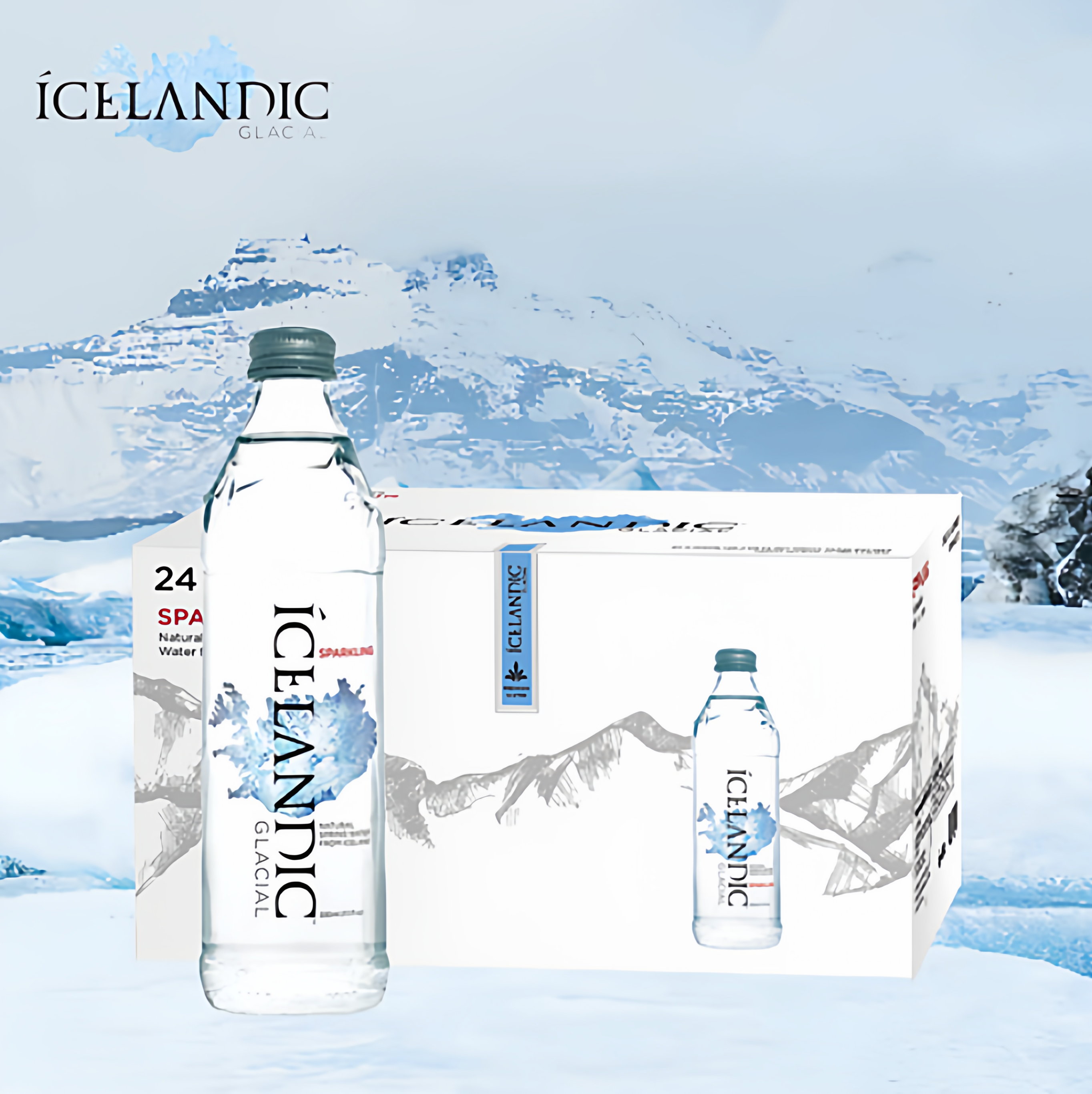 临期Icelandic Glacial冰岛天然冰川气泡水330mlx4玻璃瓶装 PH8.4