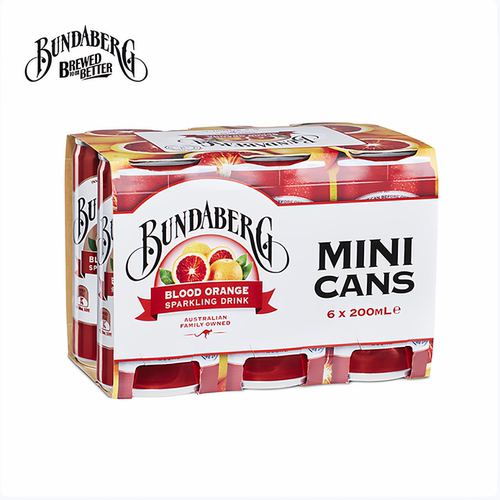 宾得宝bundaberg血橙味果汁气泡水200mlx6罐 澳洲进口汽水饮料