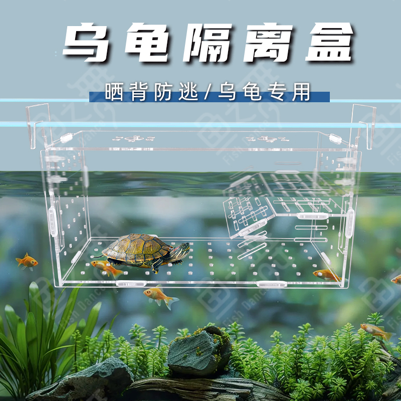 壁挂式隔离盒鱼缸乌龟晒台亚克力乌龟晒背专用隔离盒乌龟爬台防逃