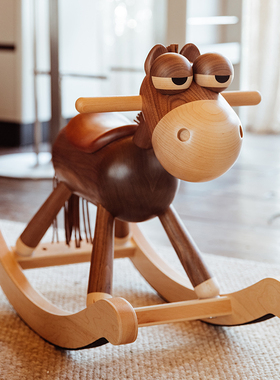 原上城轻奢儿童可爱木马家具原创设计复古个性实木摆件高品质装饰