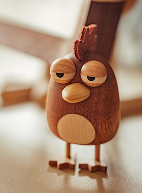 原上城照相鸡相框周边实木摆件卡通立体原创设计儿童日常送礼物