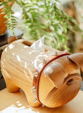 原创设计实木纸巾盒高档木质狗狗造型抽纸盒家用客厅茶几装饰摆件