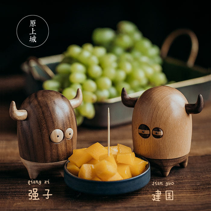 原上城牙签盒牙签筒北欧日式餐桌面天然实木创意礼品节日礼物原木