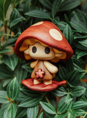 原上城原创设计winki温琪系列蘑菇实木手办桌面摆件高级潮流礼物