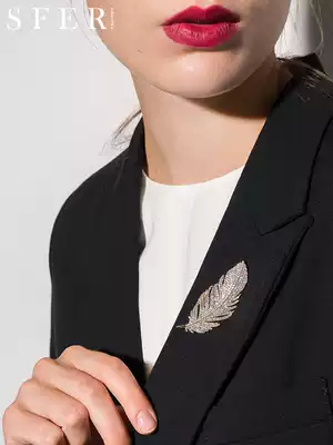 Feather brooch ins tide high-grade atmospheric simple temperament accessories retro metal suit corsage birthday gift