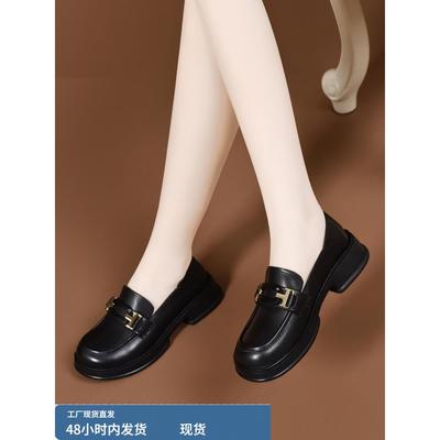 一脚蹬软皮乐福鞋女2025新款春秋真皮软底不累脚女鞋厚底英伦皮鞋