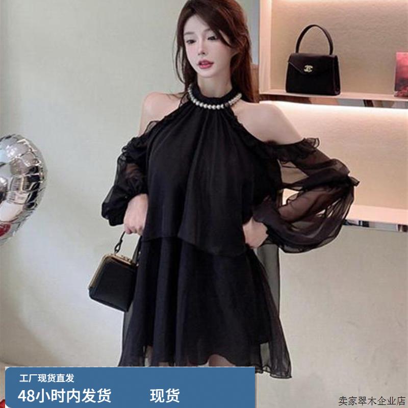 加码150公斤胖姐姐法国露肩吊带连衣裙女士秋季小生日蓬松连衣裙2