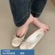 女2025春秋圆头蝴蝶结浅口软底奶奶鞋 平底单鞋 温柔豆豆鞋 羊皮版