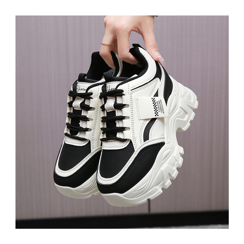 韩版内增高女鞋2025女新款小个子秋季厚底增高休闲老爹运动鞋8cm
