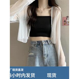 短款冰丝针织防晒开衫女夏季薄款别致甜辣很仙的披肩外搭空调罩衫
