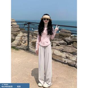 修身冰丝防晒衣休闲运动服套装女春夏季2026新款小个子时尚两件套