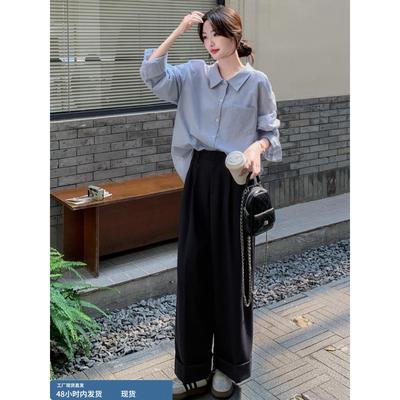 盐系轻熟风知性优雅气质女装高端衬衫套装女春秋休闲阔腿裤两件套